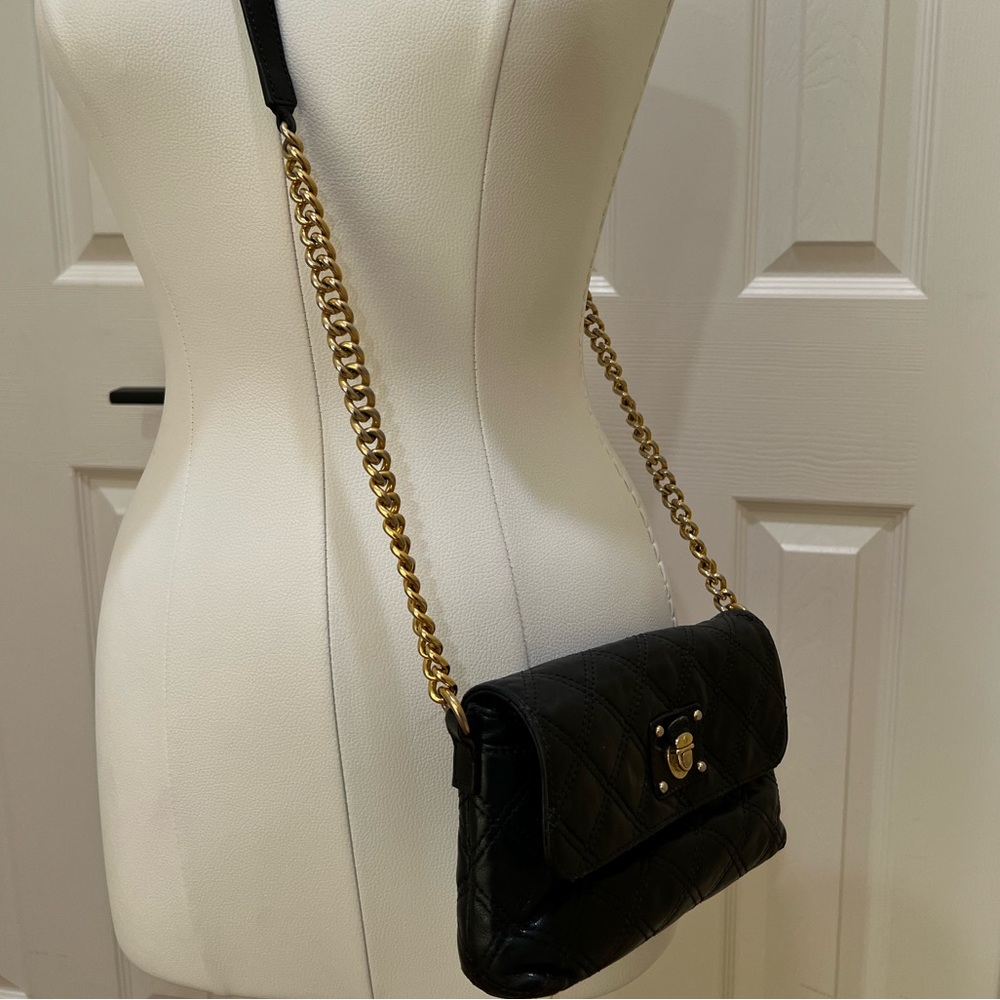 Marc Jacob’s Black Quilted Crossbody Bag with Gold Chain